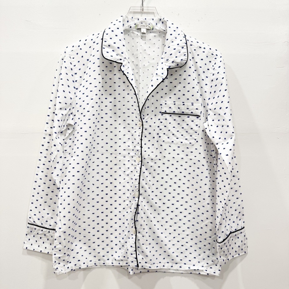 J. Crew Textured Dots Sleep Shirt Long Sleeve Button Front Small Cotton Lounge